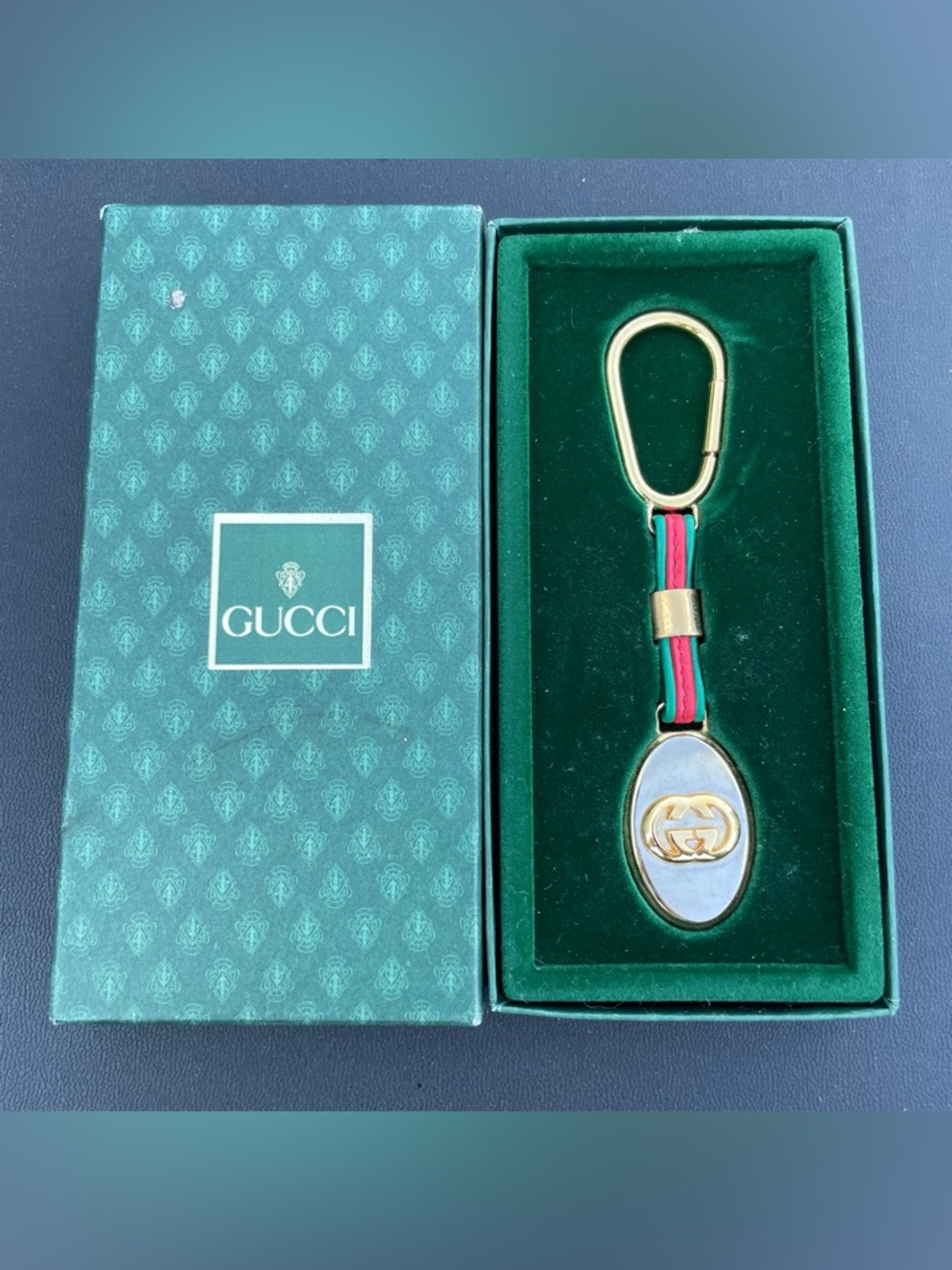 Gucci Vintage Gold GG Keychain Keyring